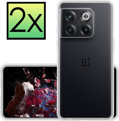 Hoesje - 2 Stuks - Geschikt voor OnePlus 10T - Sterk & Shockproof - Case Siliconen - Back Cover - Telefoon Hoes - Transparant