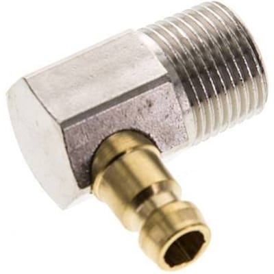 Messing DN 6 Tempereerkoppeling Insteeknippel R 3/8 inch Buitendraad 90-deg