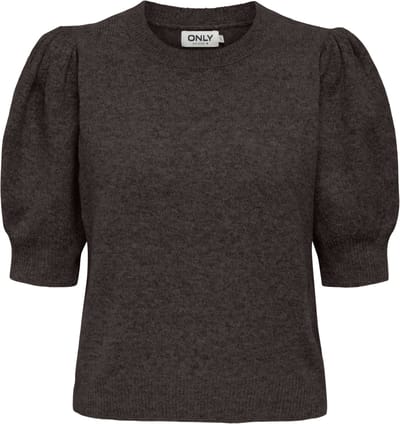 Only bruine dames trui   Ronde hals   Regular fit   Gemeleerd patroon   Duurzaam   Korte mouw Bruin M