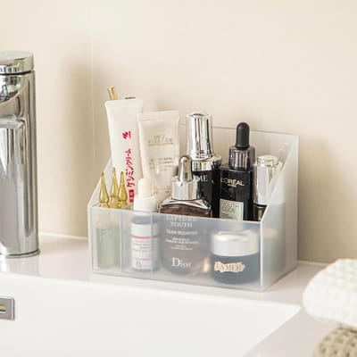 Make-up organizer set van 2 - Transparante kunststof cosmetica-opbergdoos voor badkamer en make-up tafel
