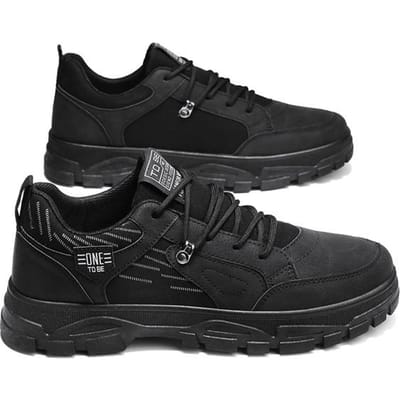 Chaussures décontractées pour hommes à la mode tout-aller, résistantes à l'usure, absorbant les chocs, antidérapantes, chaussures pour hommes à enfiler, chaussures de sport d'été respirantes 40 noir