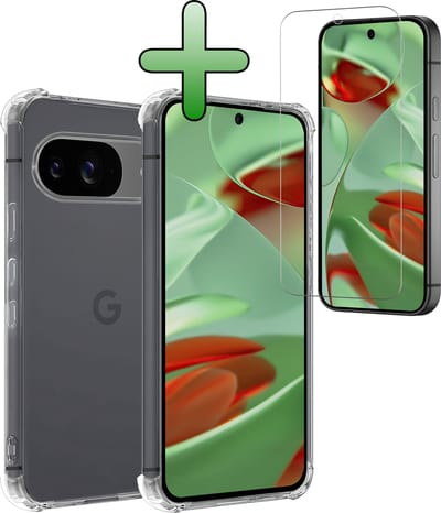 Hoesje Met Screenprotector - Geschikt voor Google Pixel 9 - Sterk & Shockproof - Siliconen Case - Back Cover - Telefoon Hoes - Shock Proof - Transparant