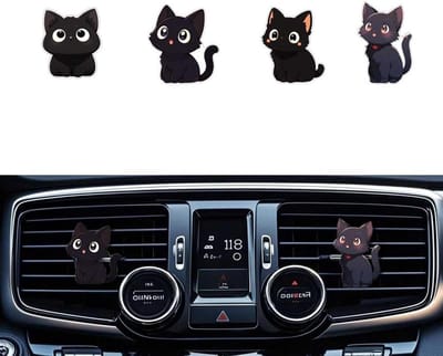 Schattige Zwarte Kat Auto Luchtverfrisser Clip - Ventilatie Decoratie Accessoire