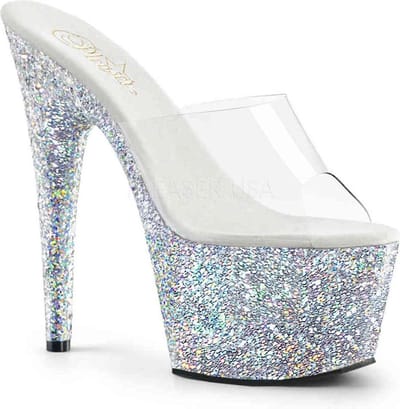 Pleaser - ADORE701LG Muiltjes - Paaldans schoenen - 37 Shoes - Transparant/Zilverkleurig