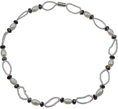 Zoetwater parel ketting Zwicio - echte parels - wit - zwart - zilver - magneetslot - glaskristallen - sieraden zakje - parelketting dames