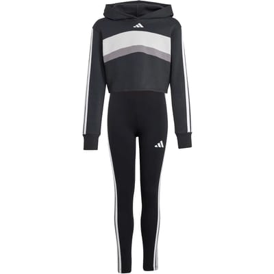 Adidas Seasonal Essentials Tiberio 3 Stripes Fleece Leggings Trainingspak Zwart 13-14 Years Meisje