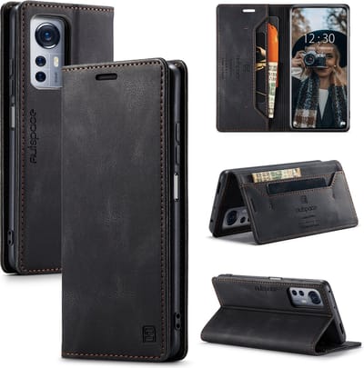 Luxe Flip Case met RFID Bescherming Kaarthouder en Magneetsluiting voor Xiaomi Mi 12 / 12X _ Zwart