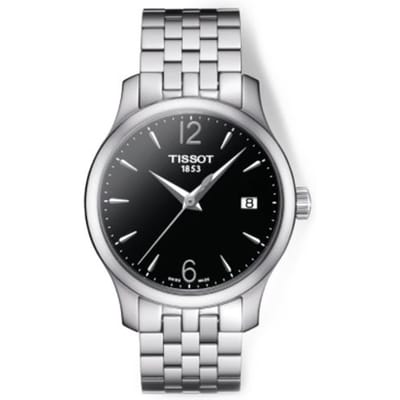 Tissot Série Élégante Mouvement Quartz Calendrier Minimaliste Décontracté Rétro Affaires Montre Montres pour femmes Acier Noir T063.210.11.057.00 Black Dial black