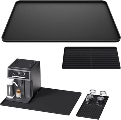 afdruipmat van siliconen, 40 x 60 cm, koffiemachine-siliconenmat met 19 x 40 cm afdruipmat, spoelbak-droogmat, hittebestendig, antislip, 2en1 siliconenmat voor onder