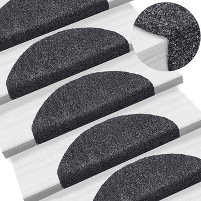 vidaXL - Trapmatten - Zelfklevend - 5 - stuks - 65x21x4 - cm - Donkergrijs - Halfrond - Groot
