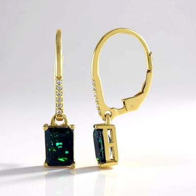 Cavill - Vergulde 925 Zilveren Oorbellen - 2 Ethiopische Mezezo Opalen 1,64 ct - 12 Tanzaniaanse Pavé Zirkonen 0,08 ct Elegant