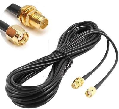 Daity WiFi-antenneverlengkabel - coaxiale RP-male-naar-female-connector - geschikt voor draadloze LAN-routerbridges - verlengkabels voor mobiele antennes en verlengkabels voor IP-beveiligingscamera's (9 meter).