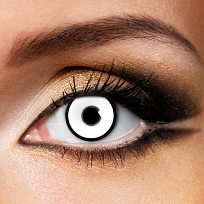 Partylens® witte kleurlenzen - White Manson Demon - zachte jaarlenzen met lenshouder - Halloween - Cosplay