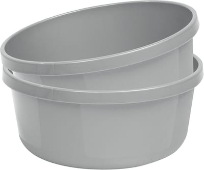 Ronde Kunststof Kom 8 Liter - Groot Inhoud - Grijs - Ideaal Als Afwasbak of Waterbak