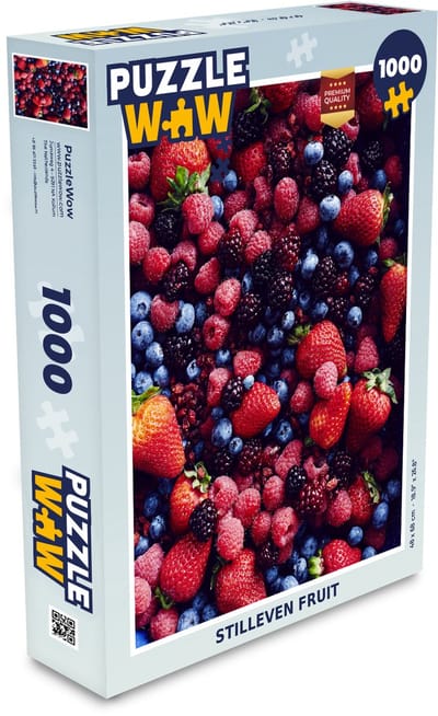 Puzzel Aardbeien - Blauwe bes - Stilleven - Legpuzzel - Puzzel 1000 stukjes volwassenen