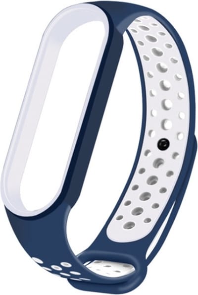 Siliconen bandje - geschikt voor Xiaomi Mi Band 5 / Mi Band 6 - donkerblauw-wit