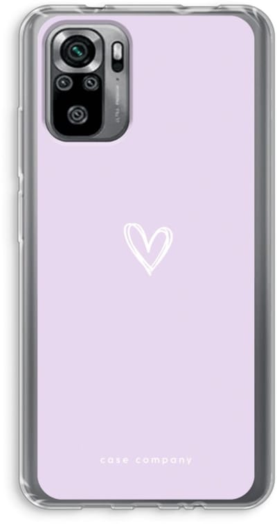 Case Company® - Hoesje geschikt voor Xiaomi Redmi Note 10S hoesje - Klein hartje paars - Soft Cover Telefoonhoesje - Bescherming aan alle Kanten en Schermrand