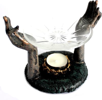 Oliebrander Om Handen - Antieke Boeddha - Aromabrander - 16x11x13cm