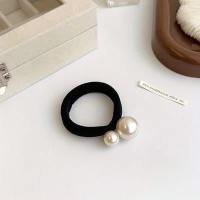 Élastique à cheveux perlé, Petite fragrance, Corde à cheveux haute élasticité, Bandeau épais et sans couture pour le cuir chevelu gray