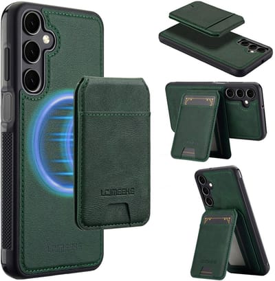 LC.IMEEKE Hoesje - Geschikt voor Samsung Galaxy A17 Hoesje - LC.IMEEKE L3 - Leather Back Cover met Pasjeshouder - MagSafe Compatible - Groen