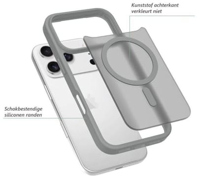 Telefoonhoesje - Geschikt voor iPhone 17 - Phone case -- Beschermhoes - Geschikt voor MagSafe - Back cover - Grijs - Jonyx
