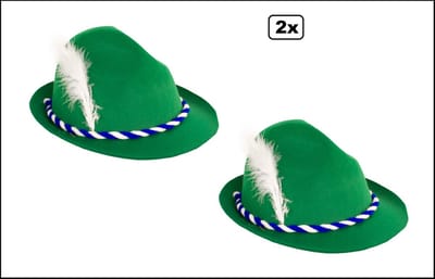 2x Hoed Apres ski Anton groen - Oktoberfest lederhosen jagershoedje Tirol groen bierfeest