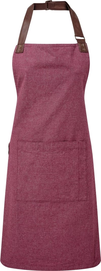 Keukenschort PR144 / apron Burgundy (rood) oxfordkatoen / restaurant kleding / horeca kleding