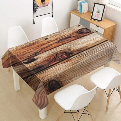 Nappe à Motif Bois Rustique, Housse de Table Rectangulaire en Polyester, Décoration Festive de Fête pour la Maison, Table Basse, Utilisation Toutes Saisons 100x145cm