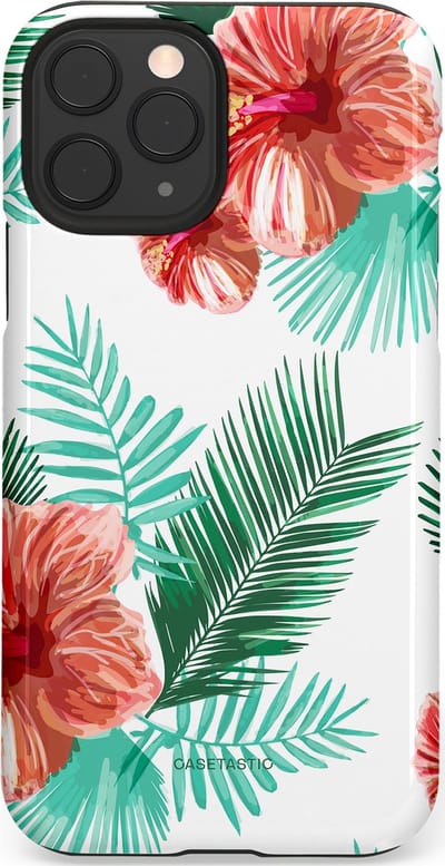 Casetastic Hoesje Geschikt voor Apple iPhone 11 Pro - Stijlvolle Beschermende Duo-layer Case - Exotisch Roze Flora