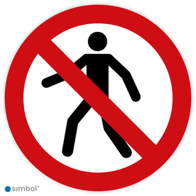 Simbol® - Stickers Verboden voor voetgangers (P004) - Formaat ø 10 cm.