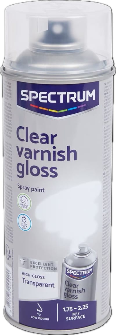 Spectrum Hoogglans Spuitverf Blanke Lak Transparant - Voor Binnen en Buiten - Sneldrogend - 400 ml