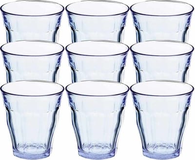 Duralex Drinkglazen/waterglazen Picardi - 12x stuks - blauw - 310 ml - Koffie glazen - hardglas