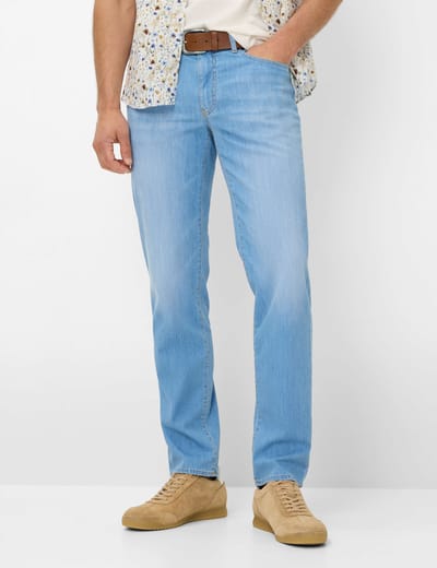 Brax Heren Jeans  Style CADIZ BRIGHT SEA WATER USED, denim lichtblauw, maat 32/34