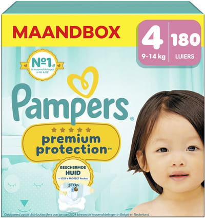 Pampers - Premium Protection - Maat 4 - Maandbox - 180 Stuks - 9-14 kg