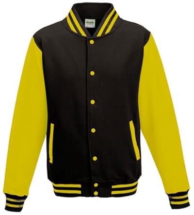 Just Hoods - Varsity Jacket - Jet Black/Sun Yellow maat XL