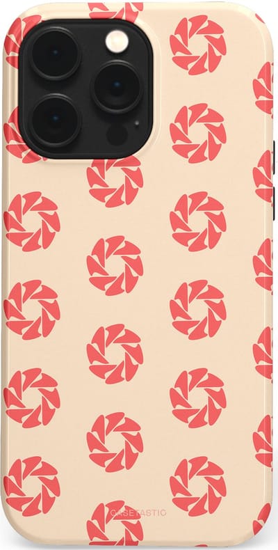 Casetastic hoesje geschikt voor Apple iPhone 14 Pro Max - MagSafe - Dubbellaagse bescherming - Peach Bloem Cirkels - Fashion Case - Crème Koraal Perzik