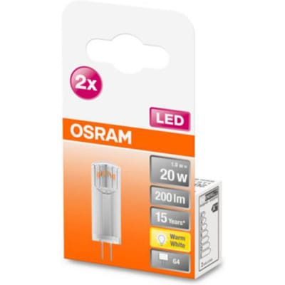 OSRAM HOMELIGHTING 4058075449800 LED-lamp Energielabel E (A - G) G4 Ballon 1.5 W = 20 W Warmwit (Ø x h) 12 mm x 36 mm 2 stuk(s)