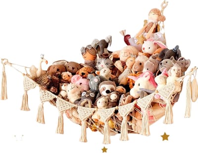 Livano Knuffel Net - Hangmat - Speelgoed - Opbergsysteem - Hangmat Voor Knuffels - Creme