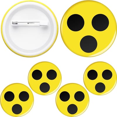 Set van 4 badges voor blinden en slechtzienden, visuele beperking, gele kleur, zonder tekst