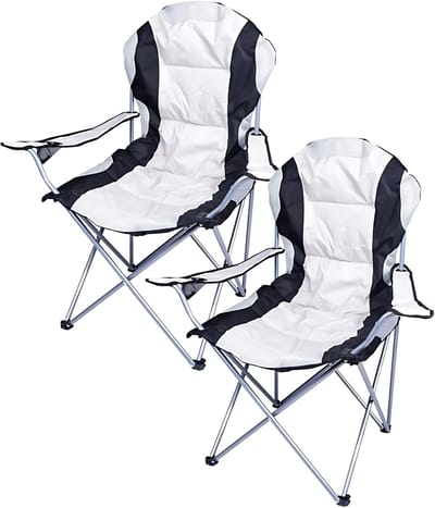 Gerimport camping klapstoel Madrid - 2x - Wit/Zwart - L90 x B56 x H105 cm