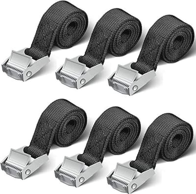 Robuuste Spanbanden 250 kg - Korte Sjorbanden 0,5 m, 1 m, 2 m - Set van 6 Stuks voor Motorfiets en Fietsendrager