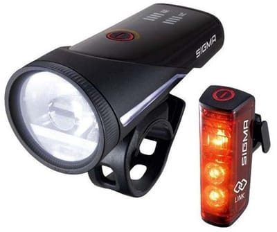 Sigma Aura 100 Set w/ Blaze Link (screw mount) Fietsverlichtingsset LED werkt op een accu