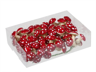 Solidchoice- Mini-Paddenstoelen Set van 72 - Kerstdecoratie - Herfstdecoratie - Tafeldecoratie - Doe-het-zelf Knutselen - 27 mm Schuim - Decoratiepaddenstoelen