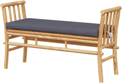 Tuinbank Bamboe - Buitenbank Terrasbank - Ontspannen in de tuin - Met comfortabel kussen - 110 x 38 x 65cm