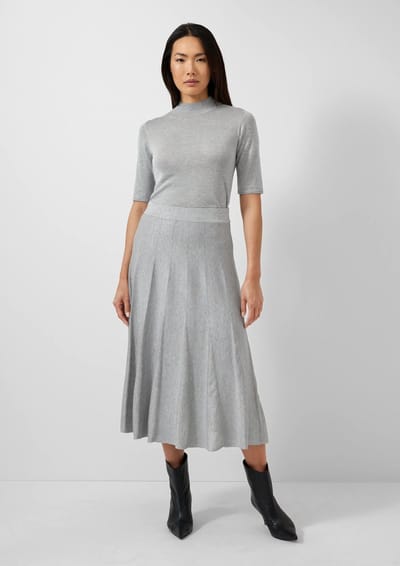 s.Oliver - female - Fijn gebreide rok in midielengte met elastische tailleband en glittergaren