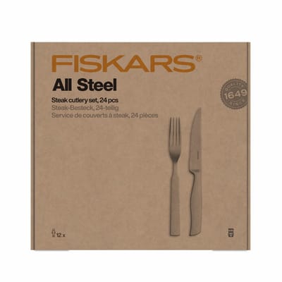 Fiskars All Steel - Steakbestek Set - 24-delig - Roestvrijstaal - Mat Afgewerkt
