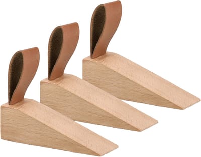 Zeller Deurstopper/wig - 3x - hout/kunststof - bruin - 11 x 4 x 3 cm - bescherming