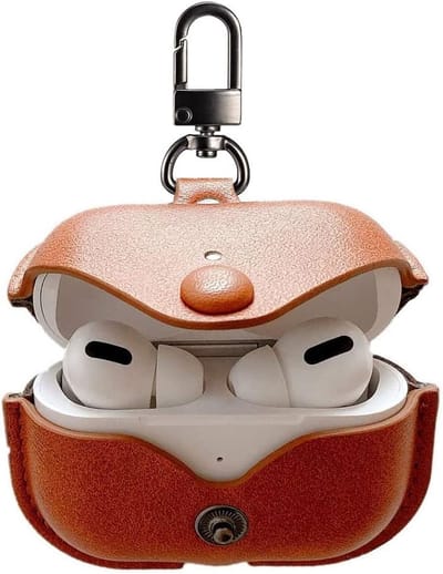 Hoesje Geschikt voor Apple Airpodss Pro hoesje Case met sleutelhanger – Bruin