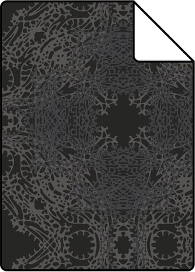 Proefstaal Origin Wallcoverings behang grafische vorm zwart en zilver - 26,5 x 21 cm - 346221-S