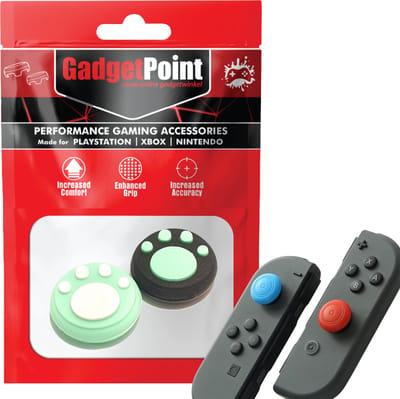 Gadgetpoint - Thumb Grips voor Nintendo Switch Joy-Con Controllers - Gaming Thumbgrips - Performance Anti-Slip Thumbsticks - Bescherming Accessoires - Pootjes - Lichtgroen/Zwart